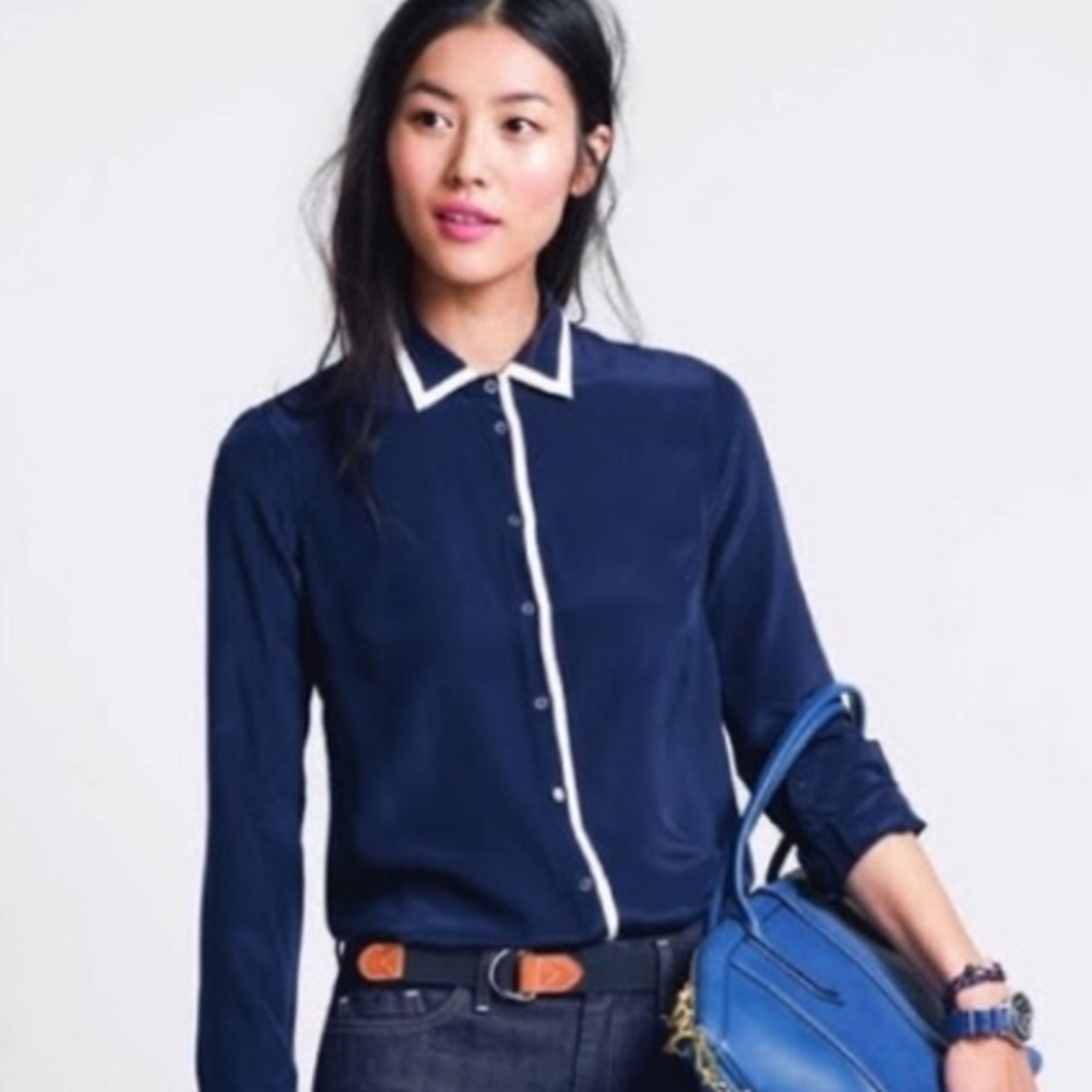 Jcrew silk tipped button up shirt